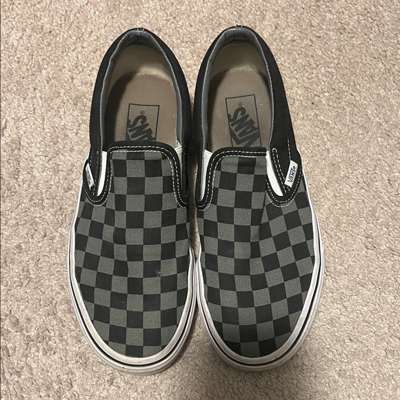 Vans Black and Gray Checkerboard Slip-Ons - Picture 1 of 8
